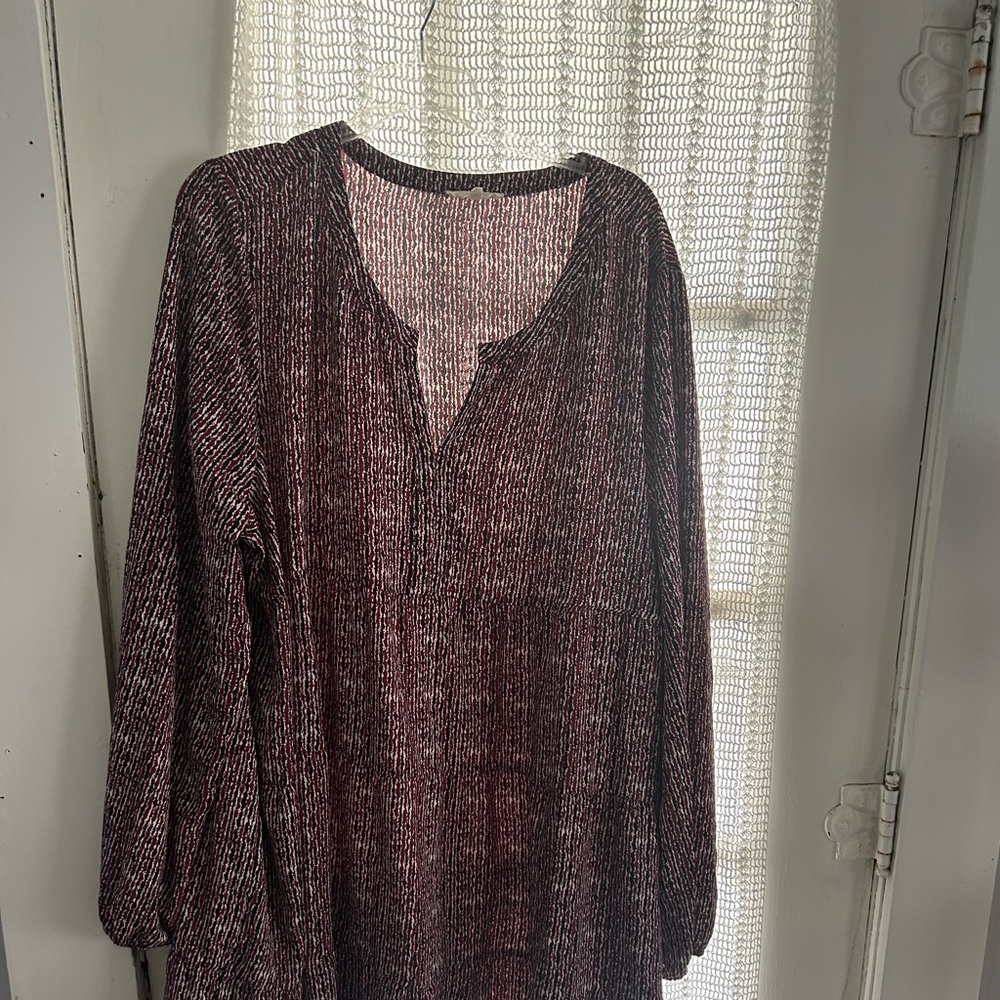 Cotton Bleu Tiered Long Sleeve Dress - Size 2xl
